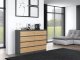 Topeshop KOMODA MALWA 8 SZUFLAD M8 140 - ANTRACYT / DĄB ARTISAN 7