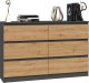 Topeshop KOMODA MALWA 6 SZUFLAD M6 120 - ANTRACYT / DĄB ARTISAN 2