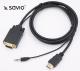 Kabel Savio HDMI - D-Sub (VGA) + Jack 3.5mm 1.8m czarny (SAVKABELCL-104) 1