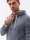 Ombre Bluza męska z kapturem BASIC B979 - jeansowa S 1