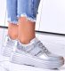Pantofelek24 Sportowe damskie buty na platformie srebrne /G1-2 12514 T231/ 39 1
