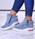 Pantofelek24 Niebieskie sneakersy damskie na ukrytym koturnie /B6-3 10783 T690/ 37 2