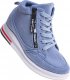 Pantofelek24 Niebieskie sneakersy damskie na ukrytym koturnie /B6-3 10783 T690/ 37 6