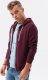 Ombre Bluza męska rozpinana z kapturem BASIC B977 - burgundowa S 3