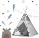 Namiot tipi dla dzieci z girlandą i światełkami Nukido - szare w gwiazdki 15