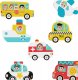Tooky Toy Drewniane Puzzle Pojazdy Samochody Samolot Statek Miasto Dopasuj Kształty 2