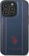 US POLO Etui US Polo do iPhone 14 Pro 6,1" granatowy/navy blue Leather Stitch 2