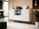Cama Meble Komoda PAFOS na czarnym stelażu ze stali 150x40x90 biały mat 1