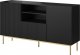 Cama Meble Komoda PAFOS na złotym stelażu ze stali 150x40x90 czarny mat 1