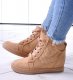 Beżowe sneakersy damskie na koturnie /E6-2 12769 T796/ 39 1