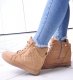 Beżowe sneakersy damskie na koturnie /E6-2 12769 T796/ 39 2