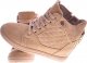 Beżowe sneakersy damskie na koturnie /E6-2 12769 T796/ 39 7
