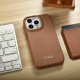iCarer iCarer CE Premium Leather Folio Case skórzane etui iPhone 14 Pro Max z klapką magnetyczne MagSafe brązowy (WMI14220716-BN) 5