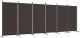 vidaXL vidaXL Parawan 6-panelowy, brązowy, 520x180 cm, tkanina 1