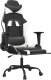 Fotel vidaXL czarno-biały z podnóżkiem (3143658) 4