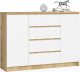 Fabryka Mebli Akord Komoda K 140 cm 2 drzwi 4 szuflady - dąb artisan-biała 1