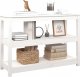 vidaXL vidaXL Stolik konsolowy, biały, 110x40x74 cm, lite drewno sosnowe 3