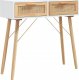 vidaXL Stolik konsolowy, biały, 80x30x75 cm, lita sosna i rattan 2