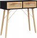 vidaXL Stolik konsolowy, czarny, 80x30x75 cm, lita sosna i rattan 2