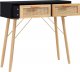 vidaXL Stolik konsolowy, czarny, 80x30x75 cm, lita sosna i rattan 3