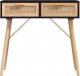 vidaXL Stolik konsolowy, czarny, 80x30x75 cm, lita sosna i rattan 4
