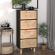 vidaXL vidaXL Komoda, czarna, 40x30x90 cm, lita sosna i naturalny rattan 1