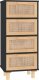 vidaXL vidaXL Komoda, czarna, 40x30x90 cm, lita sosna i naturalny rattan 1