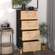 vidaXL vidaXL Komoda, czarna, 40x30x90 cm, lita sosna i naturalny rattan 2