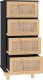 vidaXL vidaXL Komoda, czarna, 40x30x90 cm, lita sosna i naturalny rattan 4