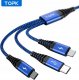 Kabel USB Topk USB-A - USB-C + microUSB + Lightning 1.2 m Niebieski (AN24) 6
