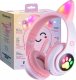 Słuchawka Defender Słuchawki Defender Bluetooth bezprzewodowe nauszne z uszami kota Micro SD LED RGB kocie uszy różowo-białe 2