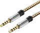 Kabel 4kom.pl Kabel Audio 2x Mini Jack - Jack 3.5mm długi przewód AUX Oplot mocny 1.5m Złoty 3