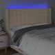 vidaXL vidaXL Zagłówek do łóżka z LED, kremowy, 183x16x118/128 cm, tkanina 4