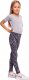 RENNWEAR Legginsy sportowe damskie dziecięce ze wzorem szare KOTY szary 152 cm 2
