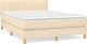 vidaXL Łóżko kontynentalne z materacem, kremowe, tkanina, 140x190 cm 2