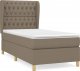 vidaXL vidaXL Łóżko kontynentalne z materacem, taupe, tkanina, 100x200 cm 2