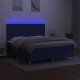 vidaXL vidaXL Łóżko kontynentalne z materacem, niebieskie 180x200 cm, tkanina 4