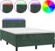 vidaXL vidaXL Łóżko kontynentalne z materacem i LED zielony aksamit 120x200cm 2
