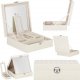 Springos Szkatułka na biżuterię ekoskóra 25x25x8,5 cm kremowy organizer z przegródkami UNIWERSALNY 1