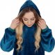 Springos Kocobluza damska oversize koc bluza 2w1 z kapturem ciepła niebieska UNIWERSALNY 13