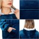 Springos Kocobluza damska oversize koc bluza 2w1 z kapturem ciepła niebieska UNIWERSALNY 14