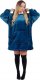 Springos Kocobluza damska oversize koc bluza 2w1 z kapturem ciepła niebieska UNIWERSALNY 2