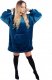 Springos Kocobluza damska oversize koc bluza 2w1 z kapturem ciepła niebieska UNIWERSALNY 3