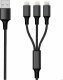Kabel USB 2GO USB-A - USB-C + microUSB + Lightning 1.5 m Czarny (797155) 1