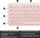 Klawiatura + mysz Logitech Klawiatura - Bezprzewodowa - LOGITECH - K380 multi device - BLUETOOTH - Kompaktowa konstrukcja - Rózowa 6