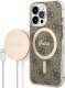 Ładowarka Guess Zestaw Guess etui + ładowarka bezprzewodowa GUBPP13LH4EACSW Apple iPhone 13 Pro brązowy/brown hard case 4G Print MagSafe 1