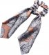 eCarla ECarla Gumka-apaszka do włosów scrunchie - długa szaro-złota 1szt 1
