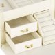 Springos Szkatułka na biżuterię ekoskóra 17,5x12x13,5 cm kremowy organizer z przegródkami UNIWERSALNY 4