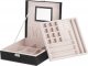 Springos Szkatułka na biżuterię ekoskóra 26x26x8,5 cm czarny organizer z przegródkami UNIWERSALNY 12