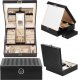 Springos Szkatułka na biżuterię ekoskóra 25 x 25 x 8,5 cm czarny organizer z przegródkami i lusterkiem UNIWERSALNY 1